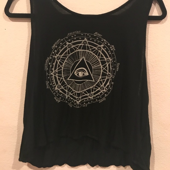 Black Geometric Zodiac Signs Muscle Tank Top Tee - Picture 1 of 4
